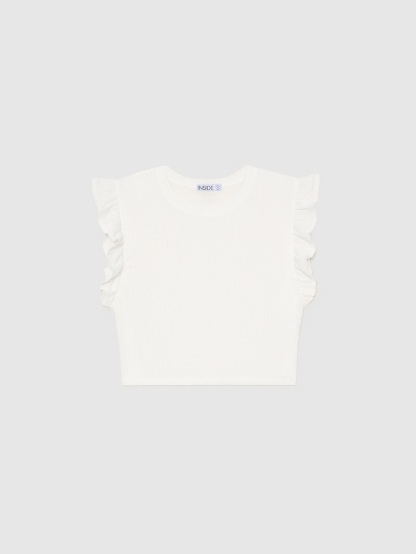  Ruffled sleeveless T-shirt white