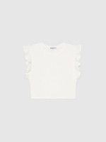 %Pto% Camiseta sin mangas volantes blanco