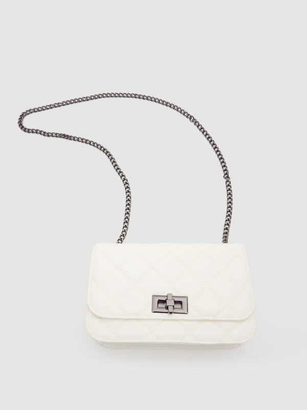 Bolso polipiel guateado blanco vista detalle