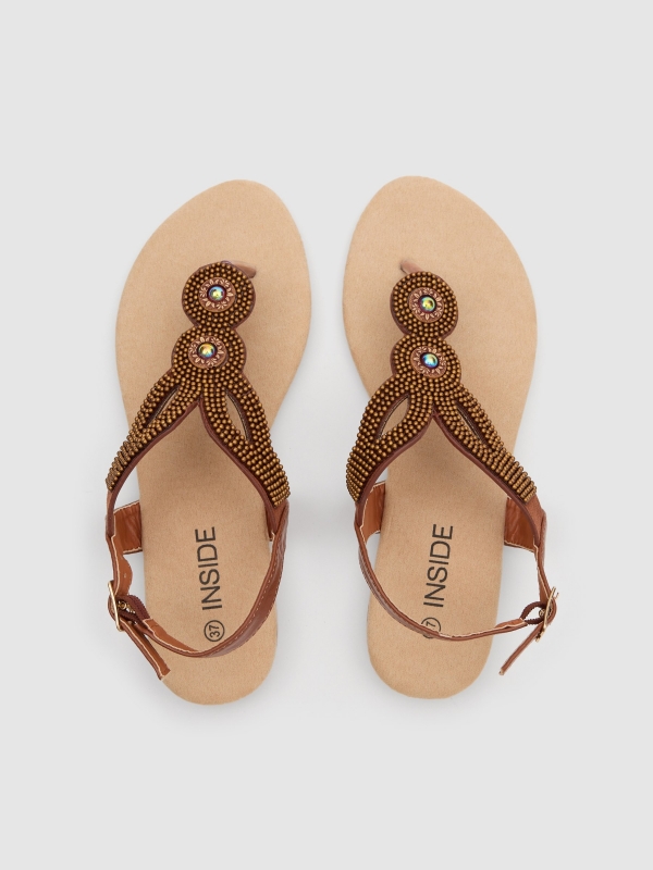 Ethnic studded sandal light brown zenithal view