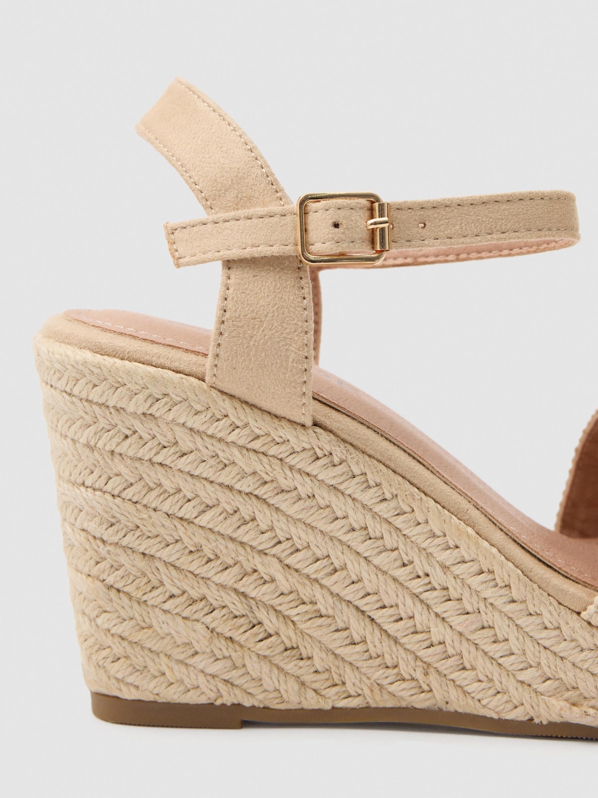 Crochet wedge sandal sand detail view