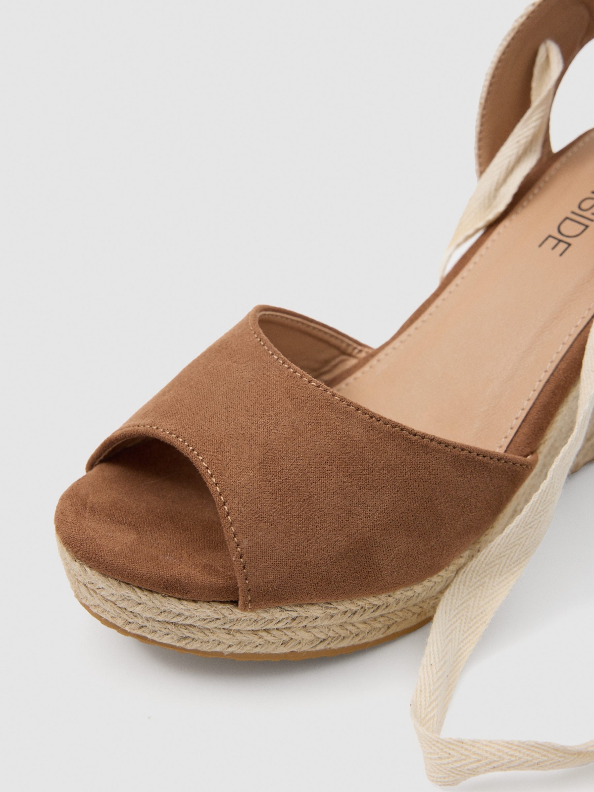 Wedge espadrille brown detail view