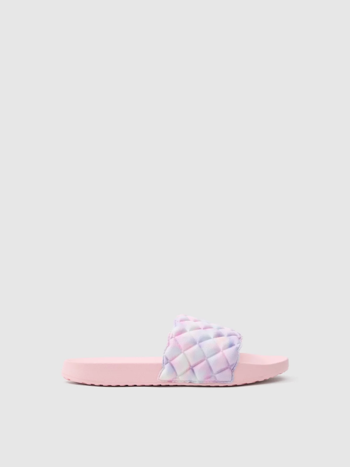 Quilter flip-flops multicolor 45º back view