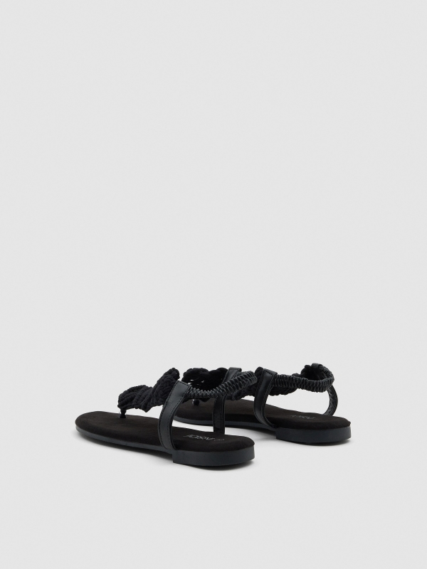 Black macramé sandal black 45º back view