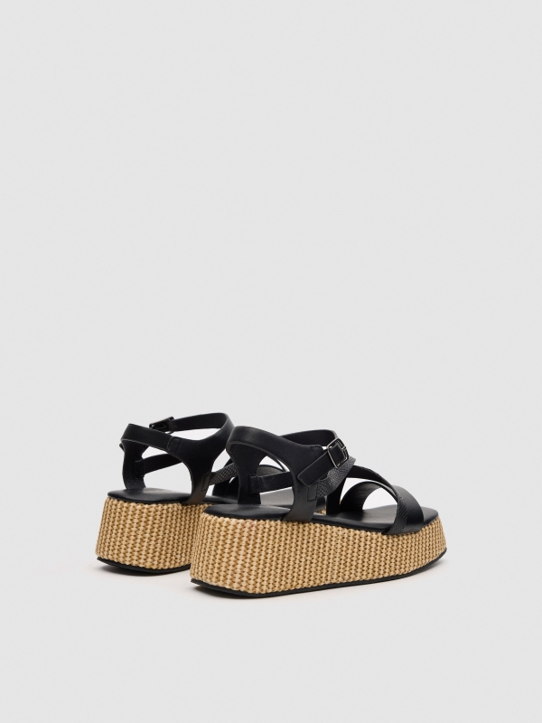 Raffia platform black 45º back view