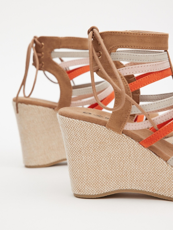 Wedge sandal with multicolored straps multicolor detail view