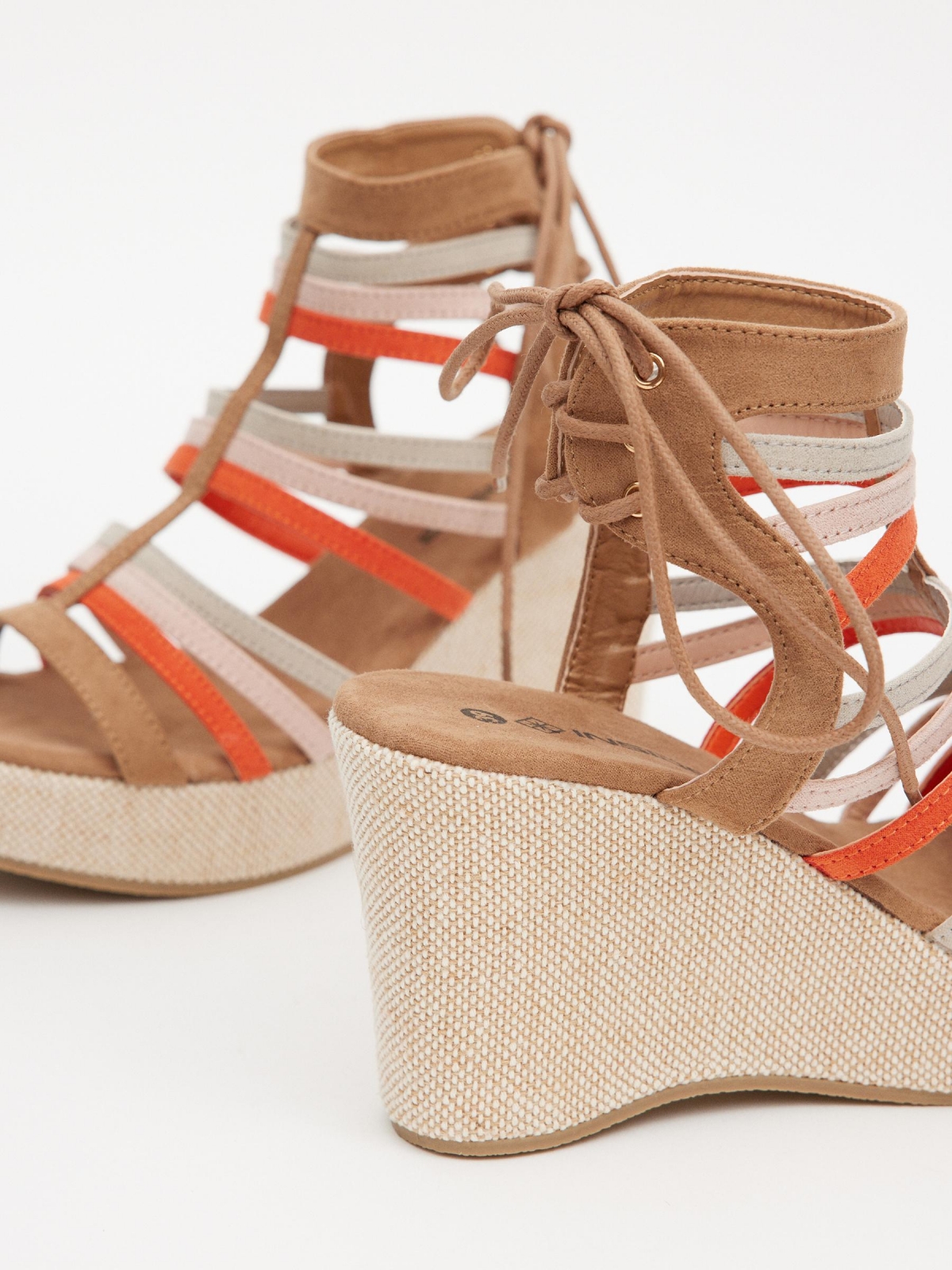 Wedge sandal with multicolored straps multicolor detail view