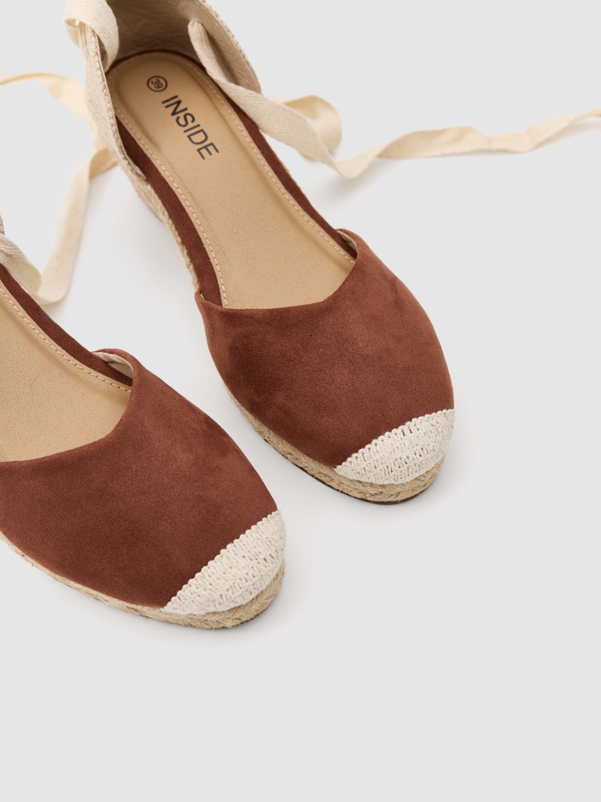 Wedge espadrille brown detail view