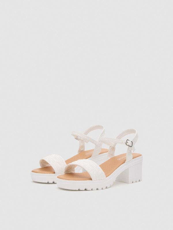 Track heel sandal white 45º front view