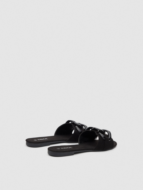 Thong sandal with chain black 45º back view