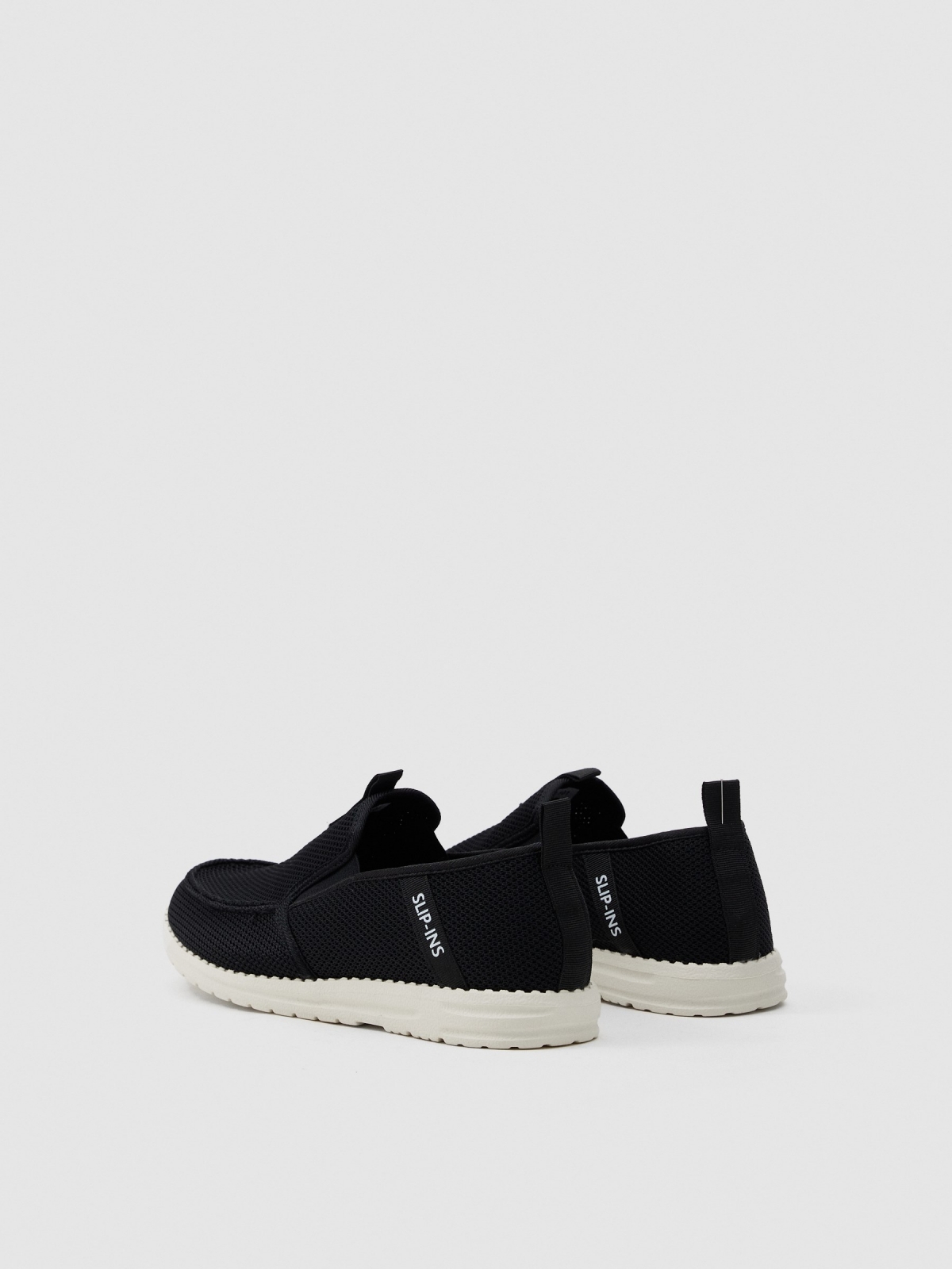 Elastic nylon sneaker black 45º back view