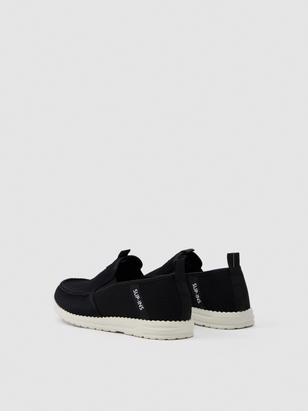 Elastic nylon sneaker black 45º back view