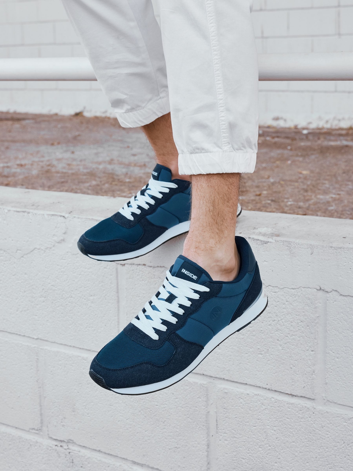 %New% Two-tone nylon sneaker blue