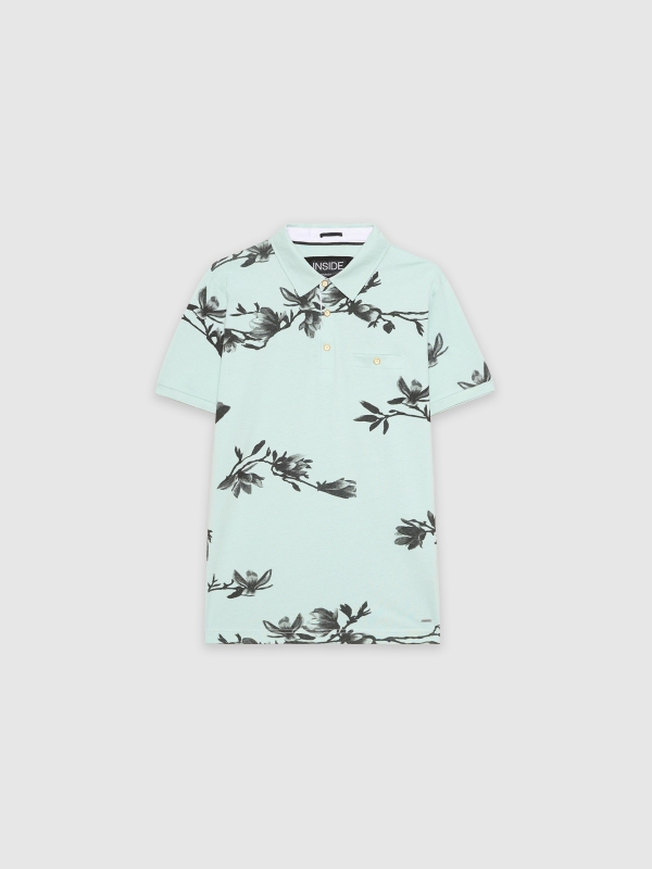  Flower print polo green