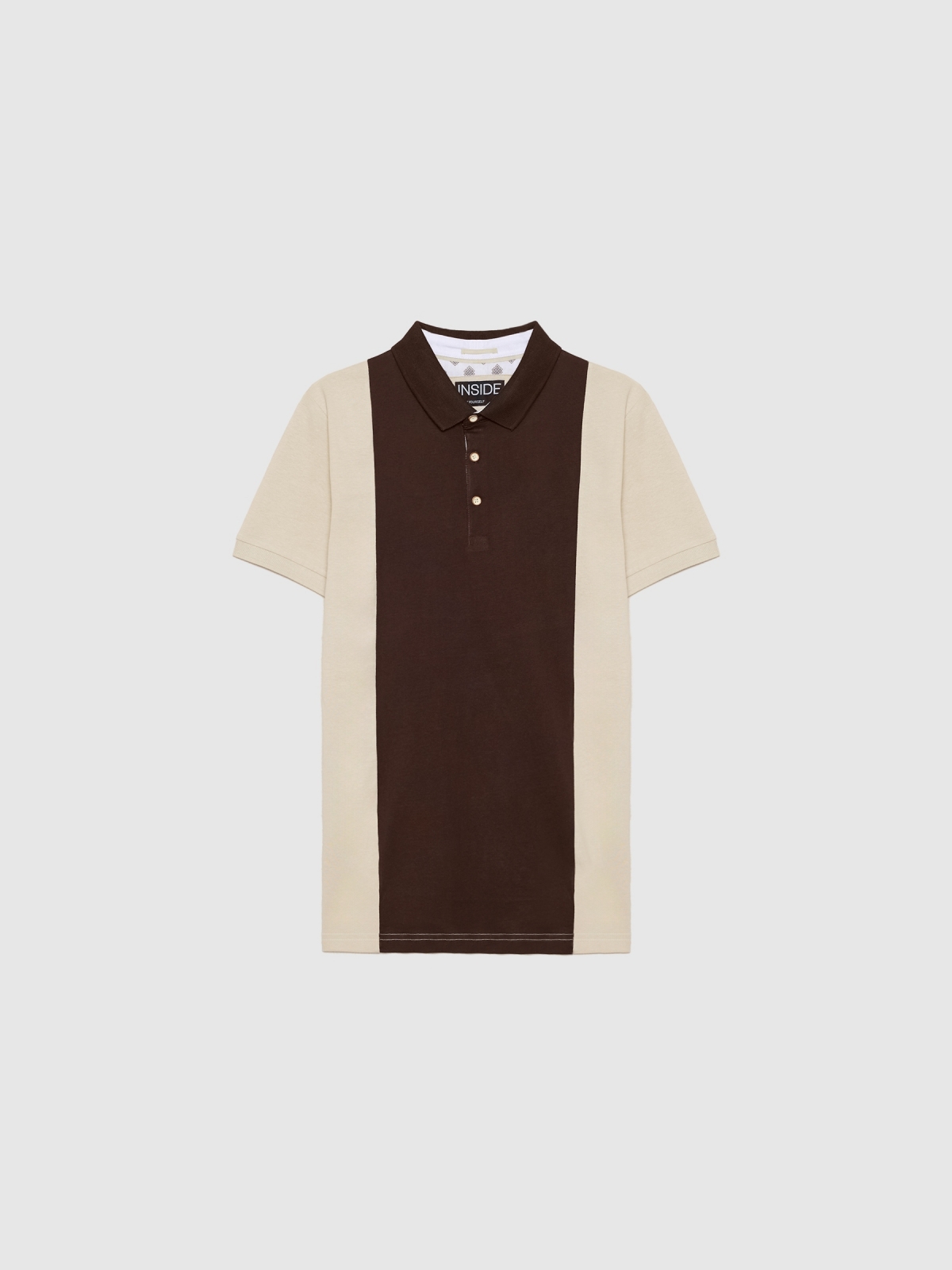 Colour block polo shirt taupe detail view