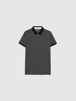 %Pto% Polo estampado geométrico negro