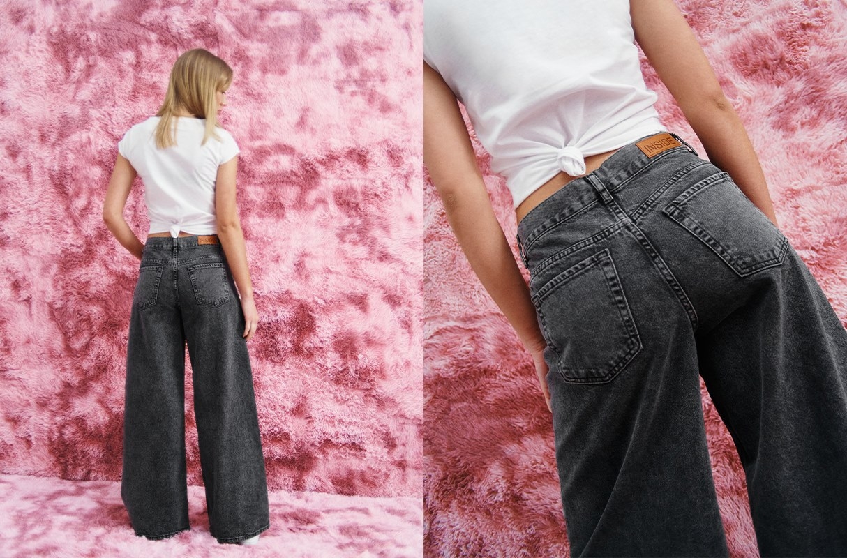 Jeans wide leg gris