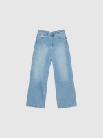 %Pto% Jeans perna grande pinza azul claro