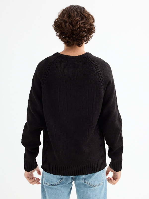 Basic knitted sweater black middle back view