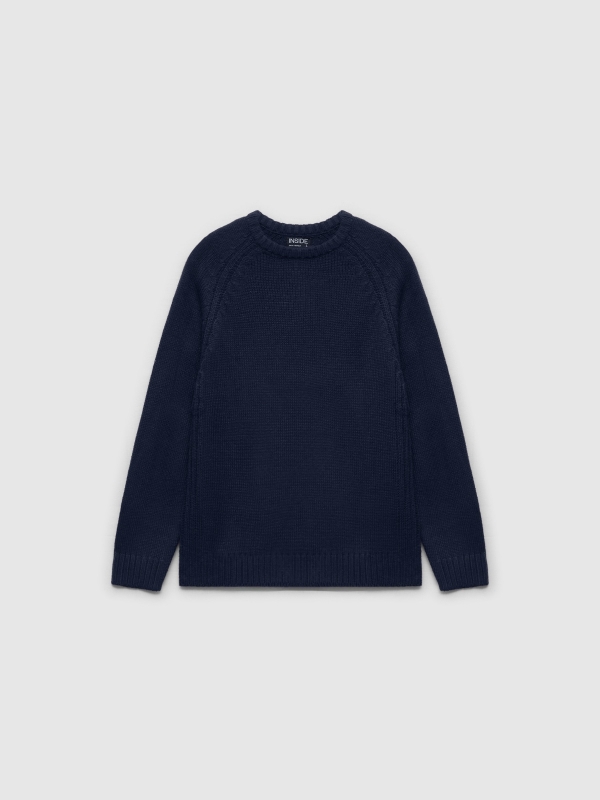  Basic knitted sweater navy front view