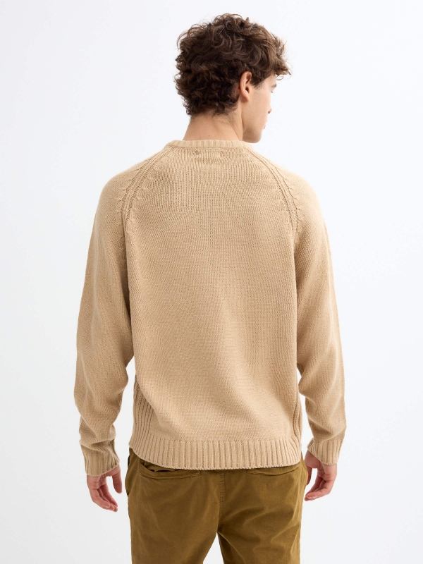 Basic knitted sweater sand middle back view