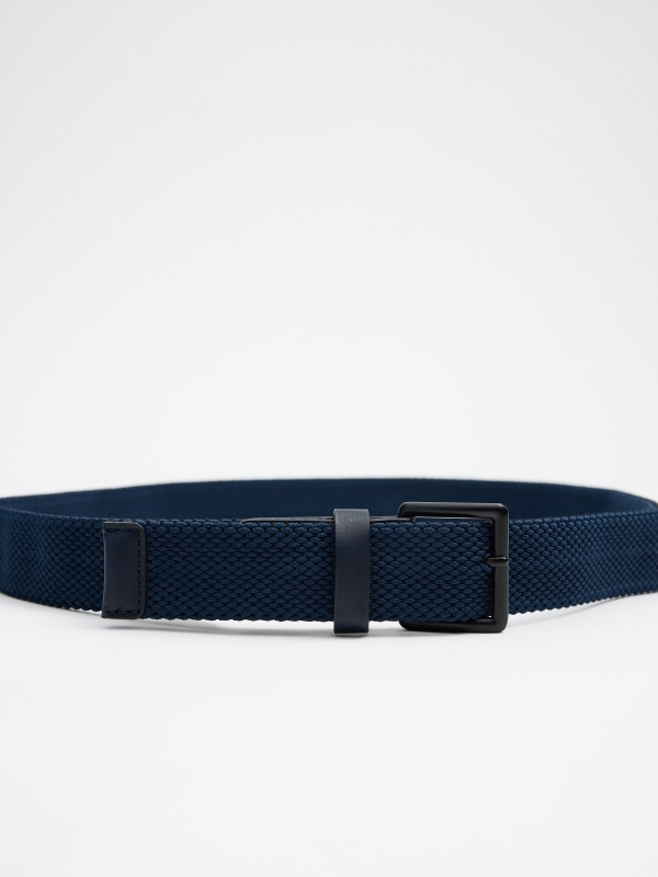 Black elastic belt dark blue buckle