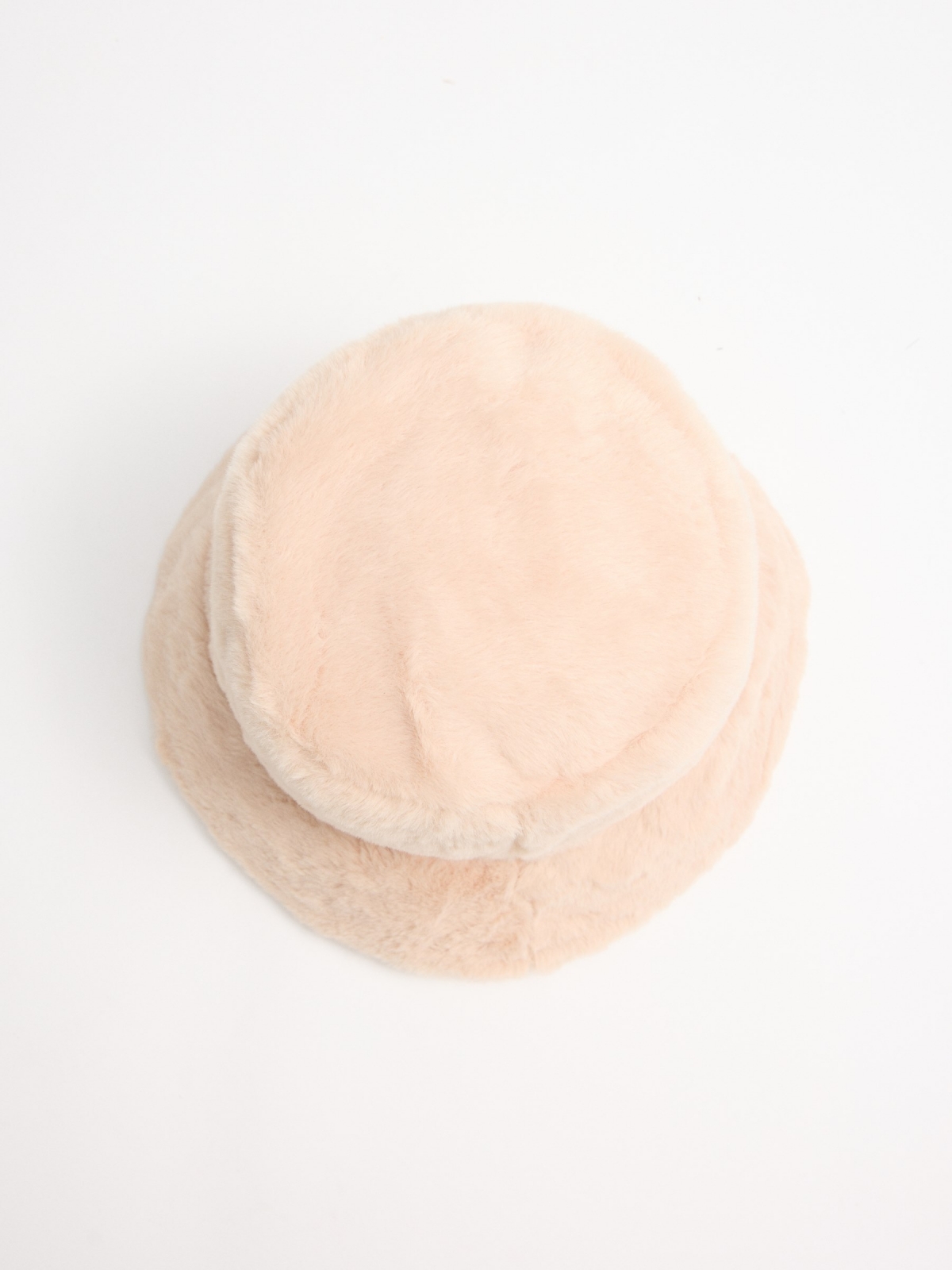 Furry bucket hat beige front view