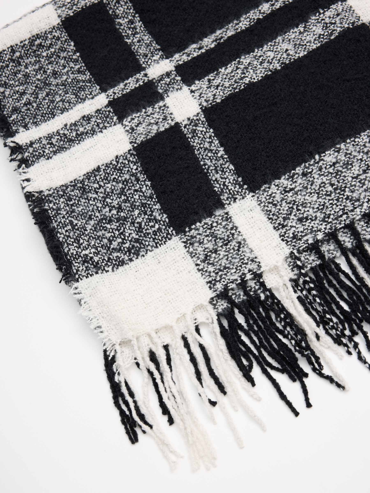 Black and white checkered scarf black folded view