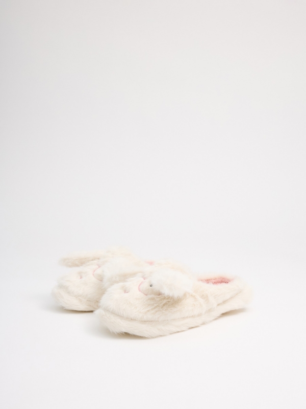 Bunny house slippers off white middle back view