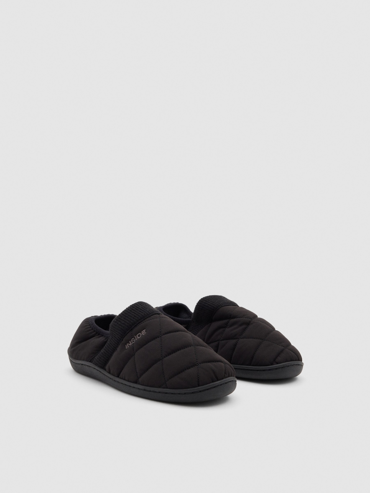 Closed house slippers black middle front view