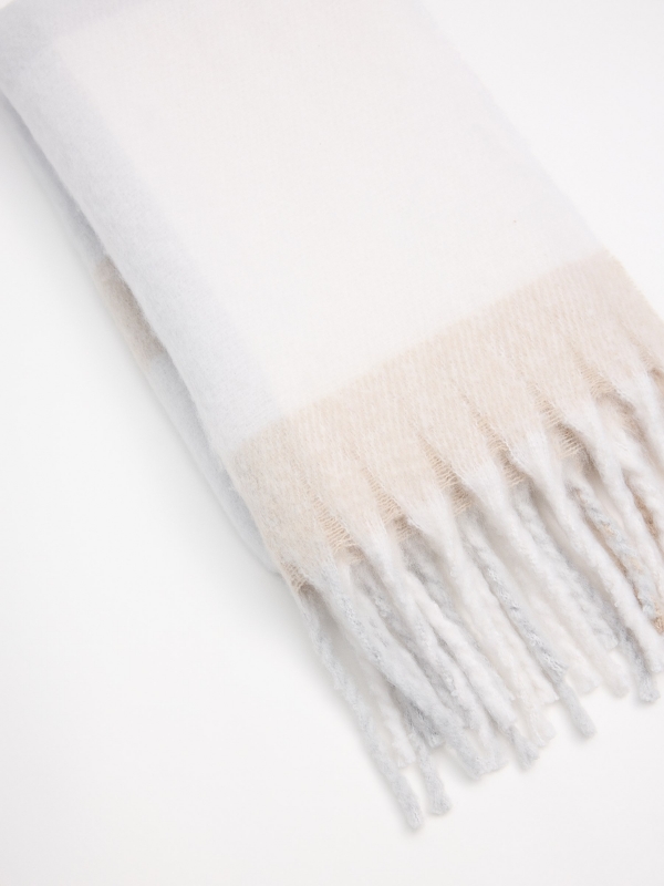 Nude fringe scarf beige folded view