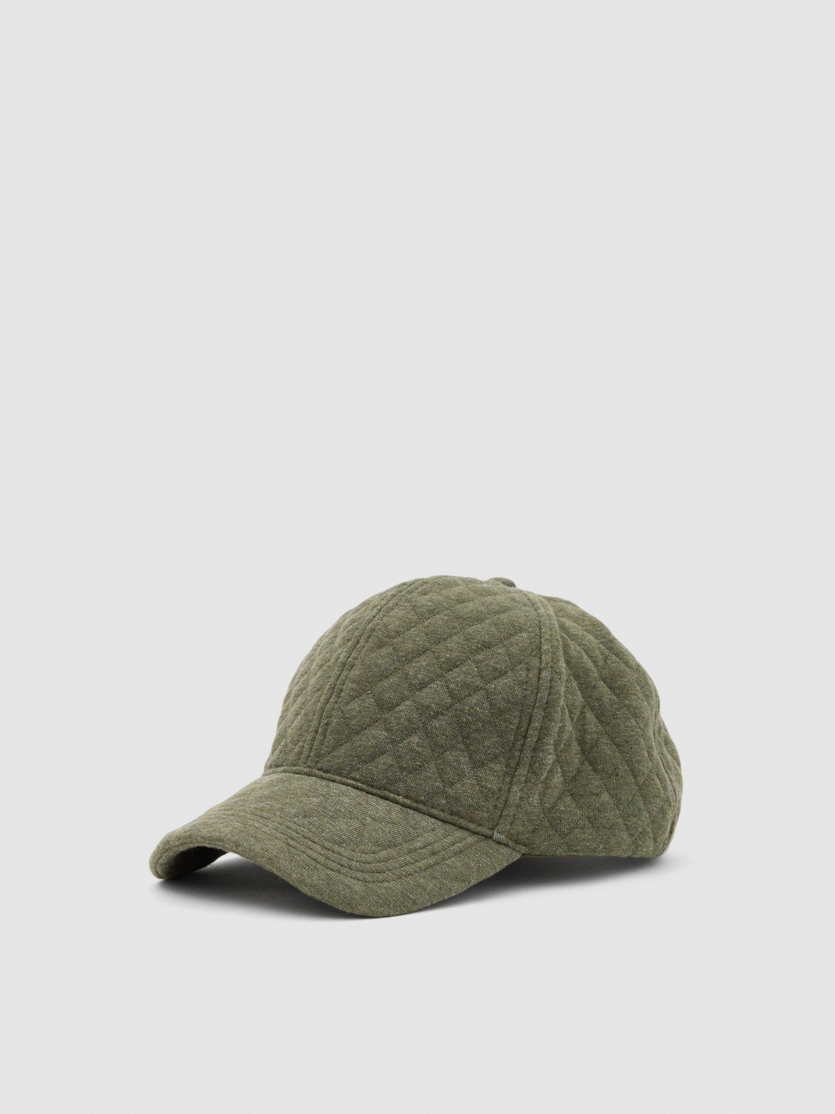 Gorra de tela verde kaki vista trasera 45º