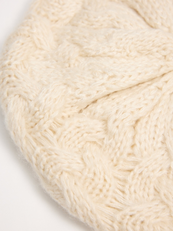 Braided knit beret beige front view