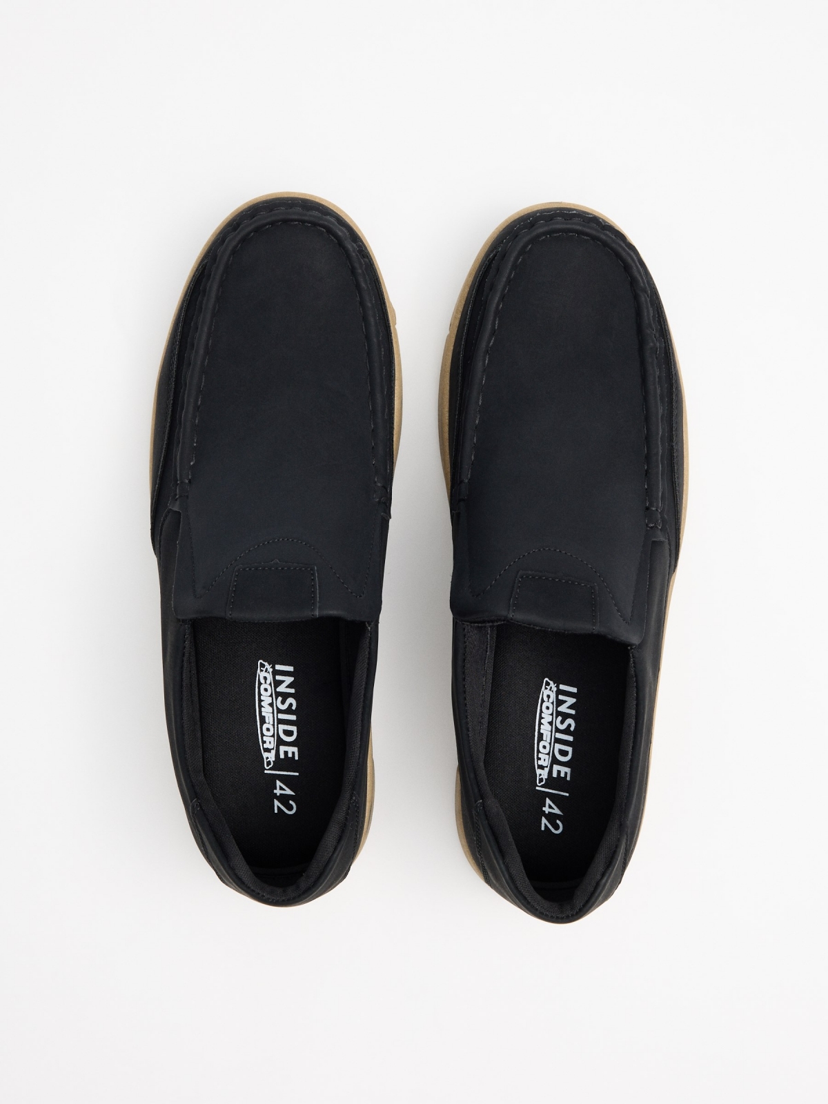 Black sport moccasin black zenithal view