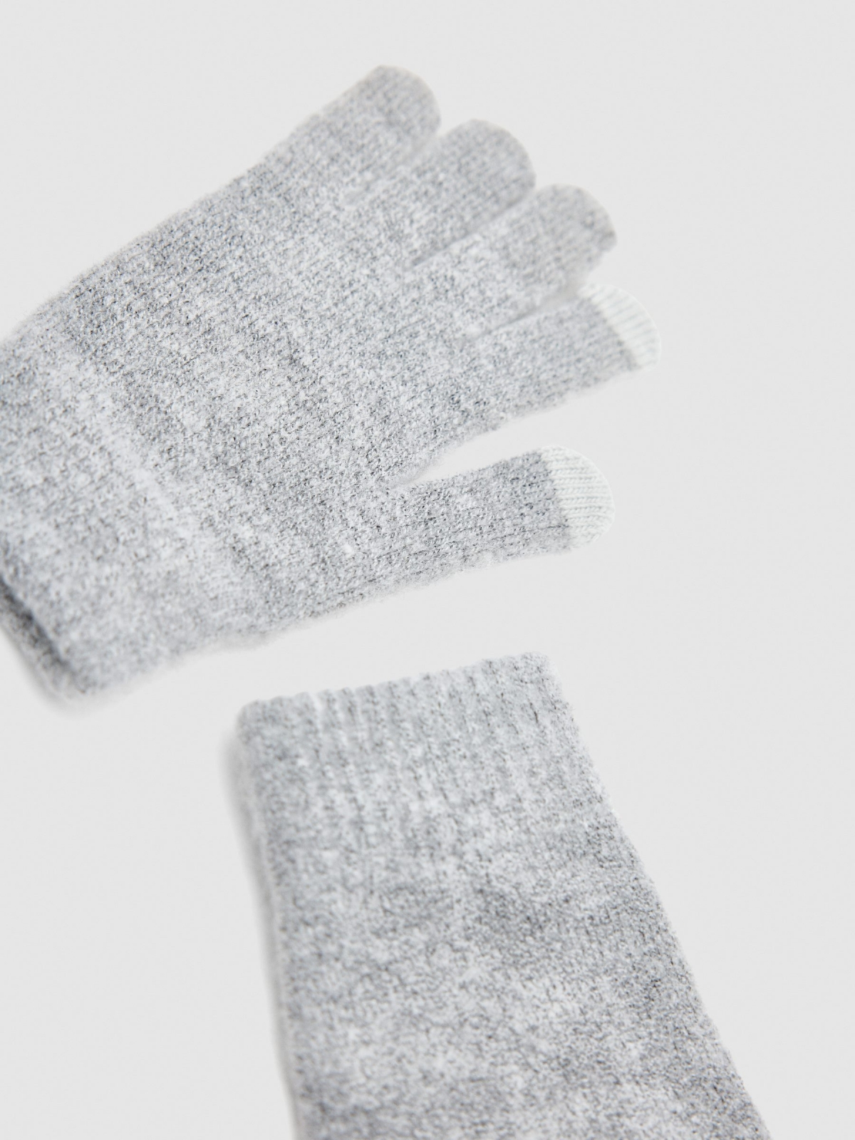 Gray touch gloves grey detail view