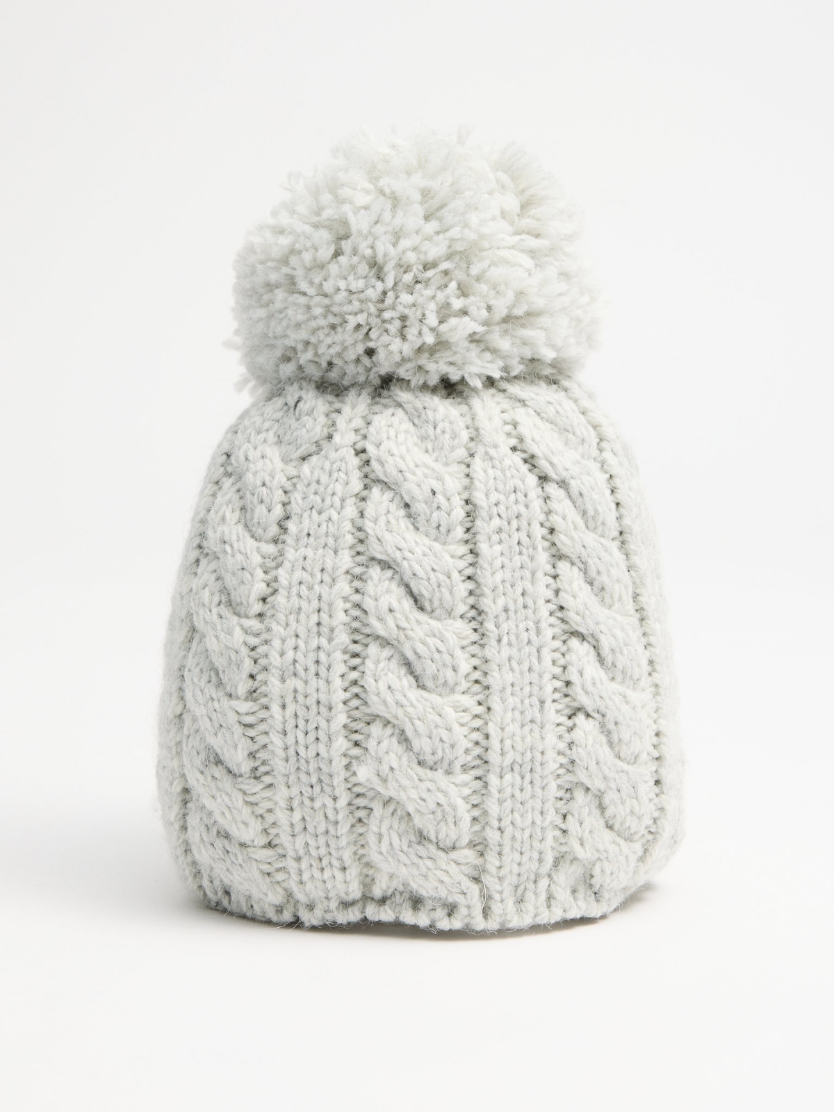 Gorro pompom cinza cinza vista traseira 45º