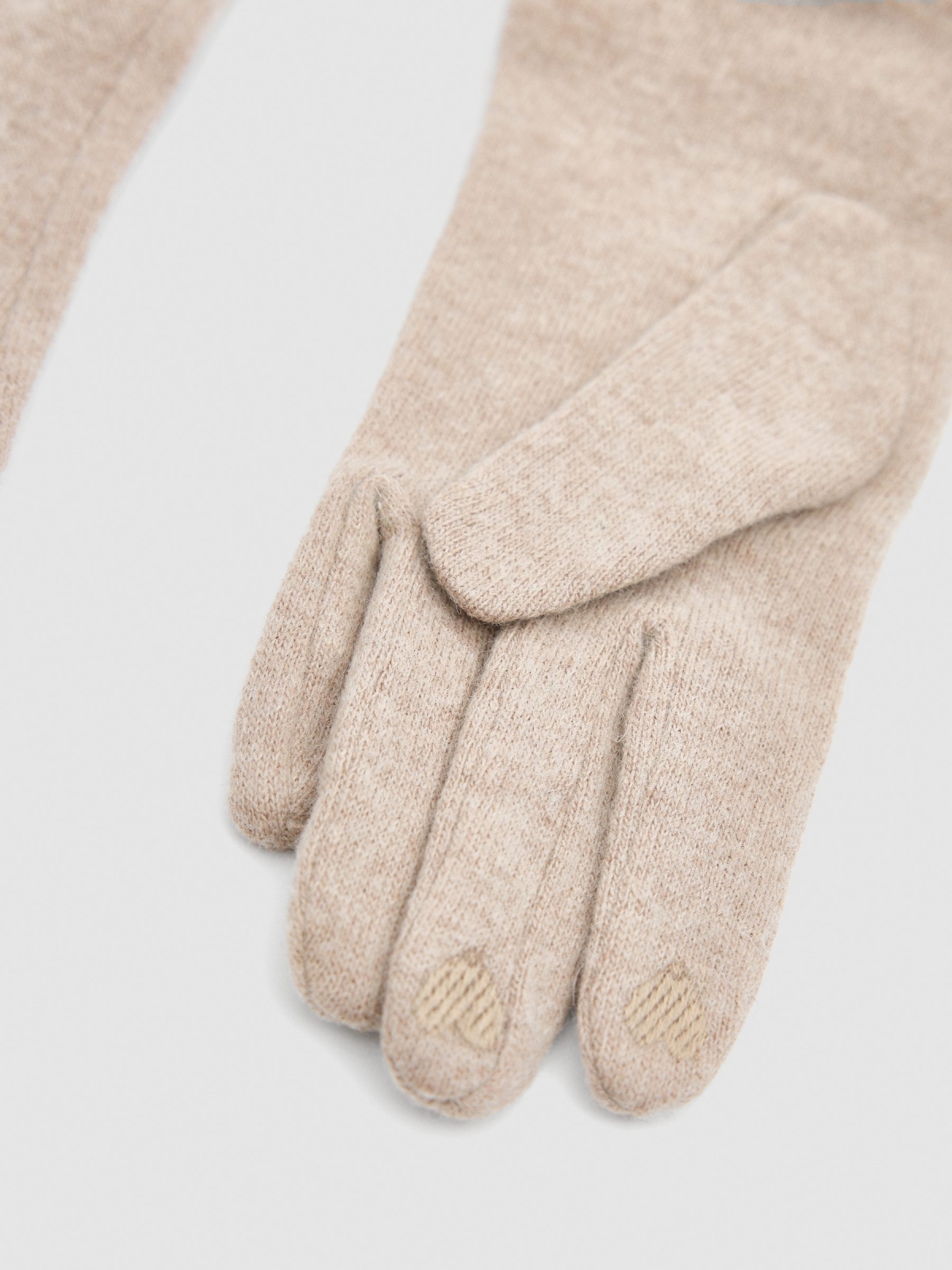 Gloves with wool beige detail view