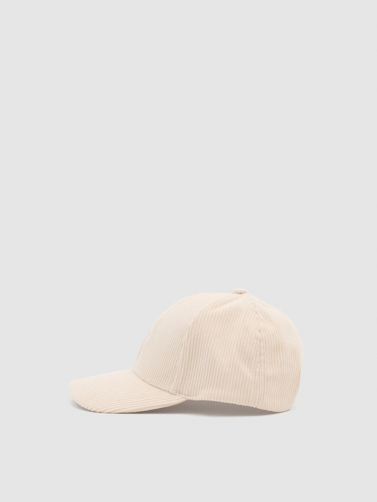 White fabric cap off white front view