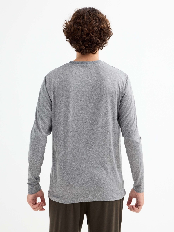 Long sleeve plain pajamas grey middle front view