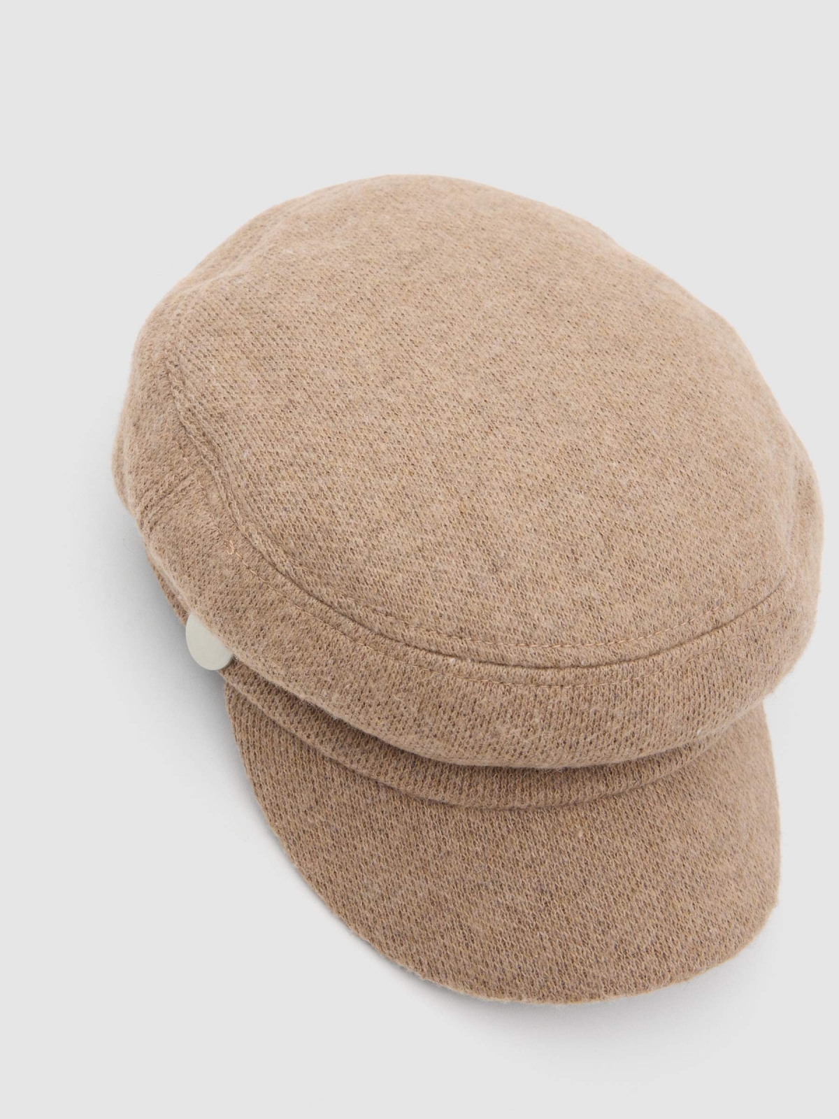 Beige texture beret beige front view