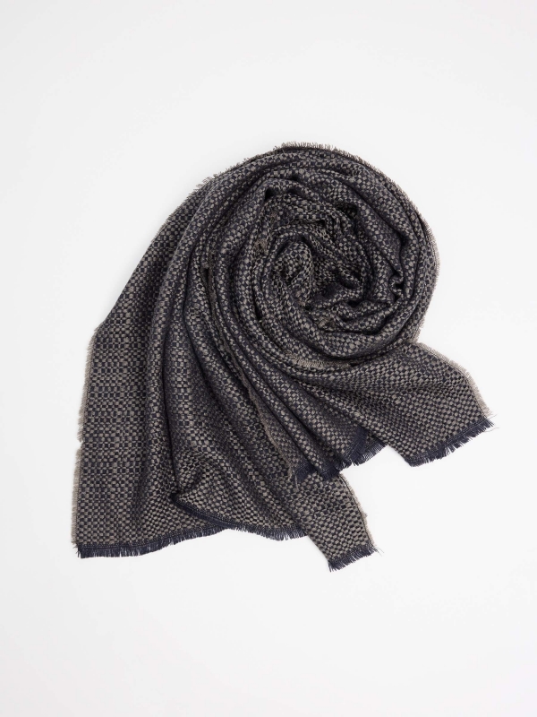 Thin printed scarf grey folded view