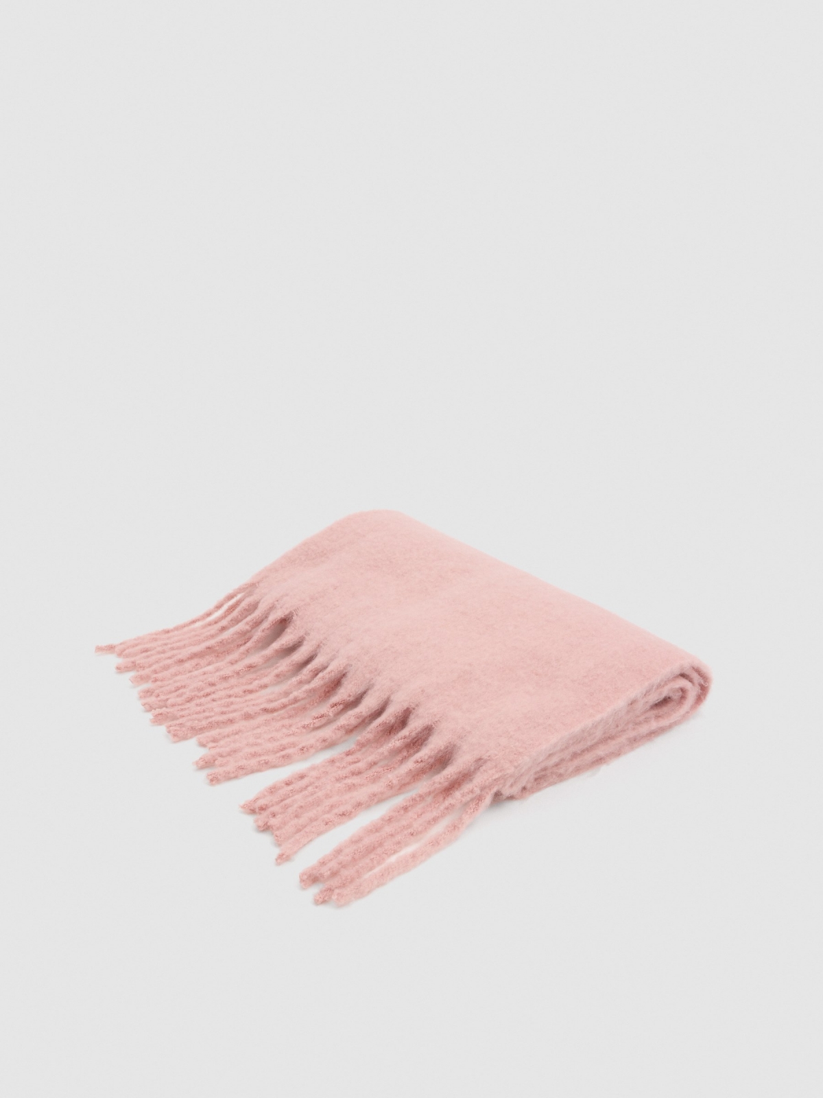 Pink fringe scarf pink folded view