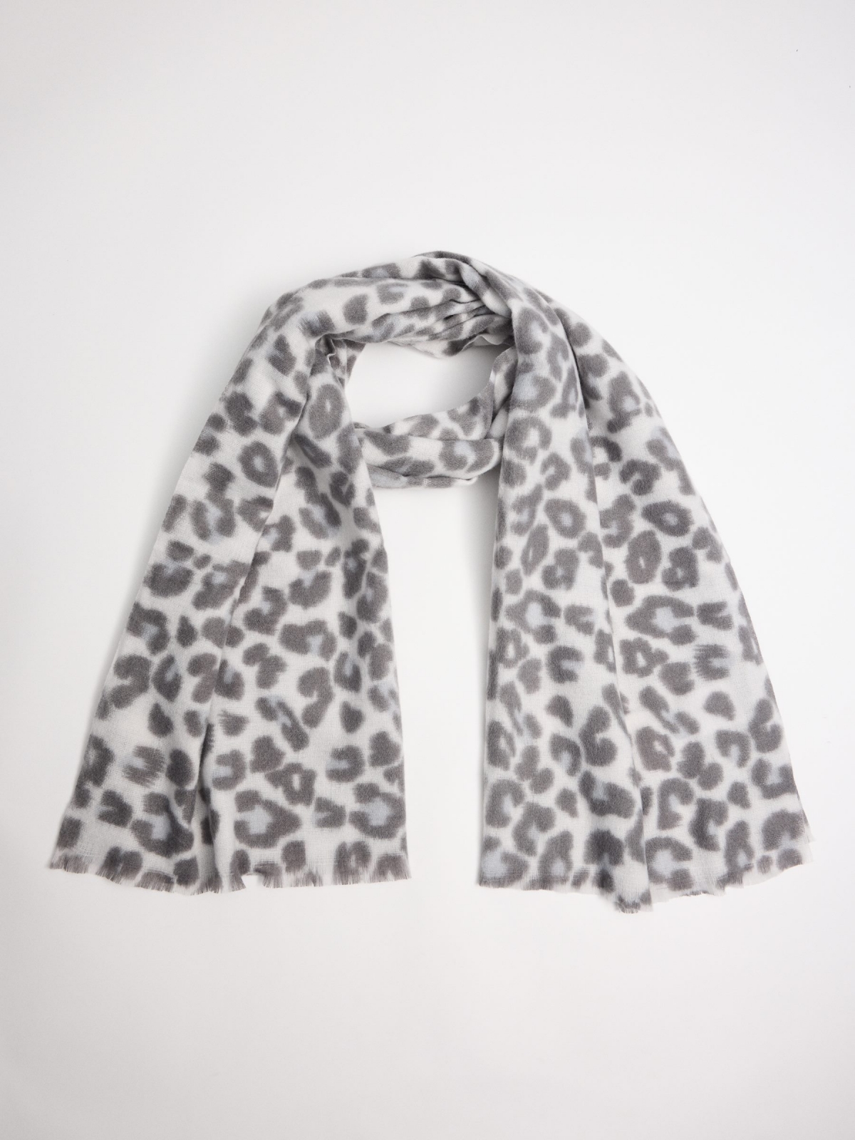 Animal print scarf grey folded view