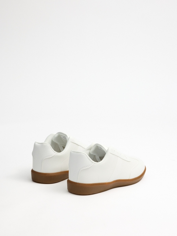 White retro low-top sneakers white 45º back view