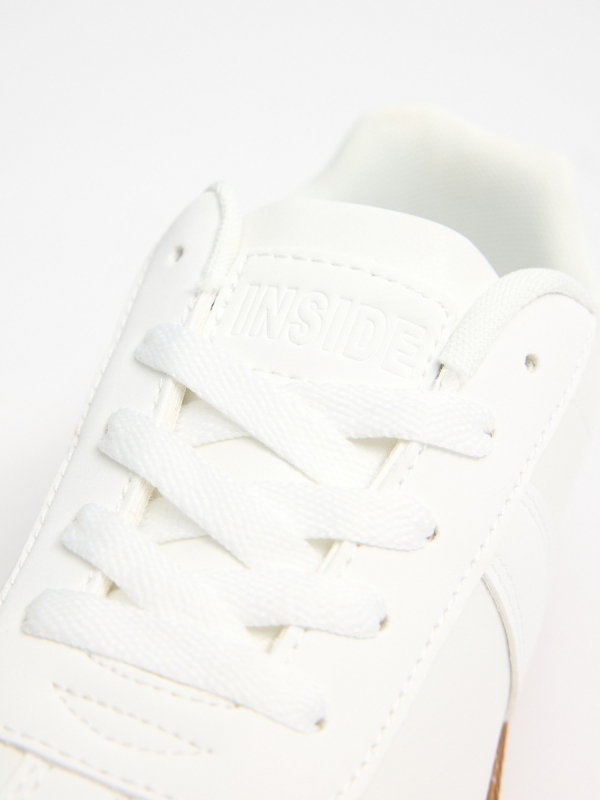 White retro low-top sneakers white detail view