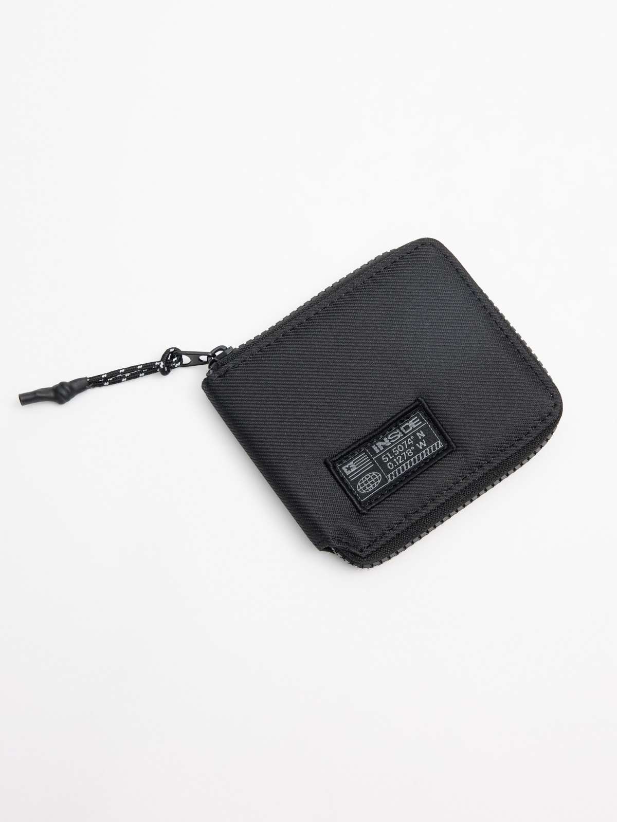 Black zip wallet grey general back view