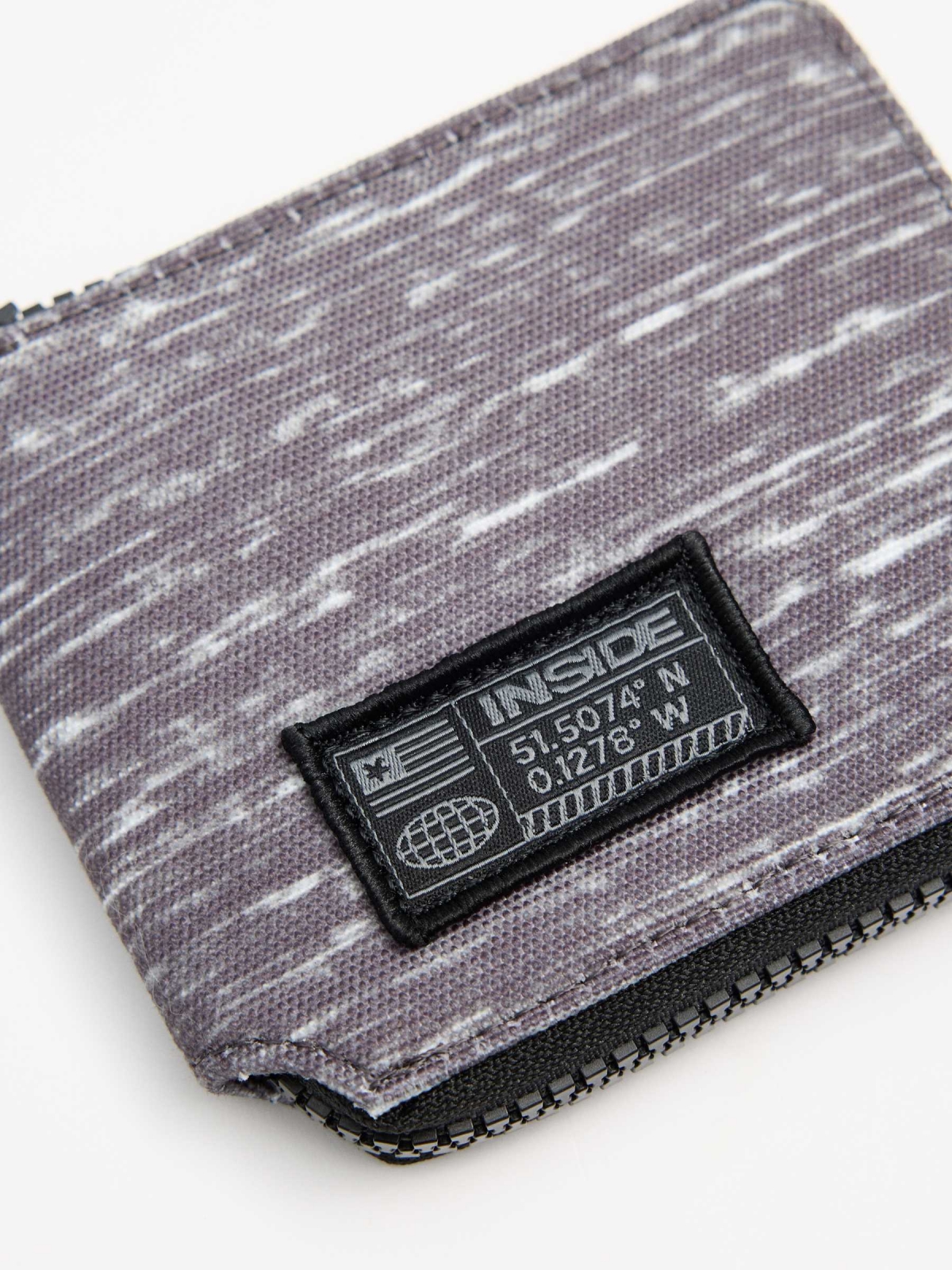 Marled zipper wallet grey 45º side view