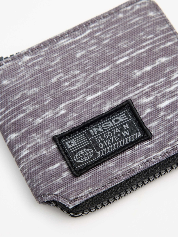 Marled zipper wallet grey 45º side view