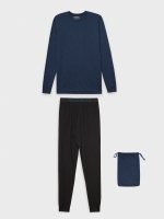 %Pto% Long-sleeve heathered blue pajama blue shirt front view