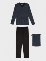%Pto% Long sleeve polka dot pajamas blue shirt front view